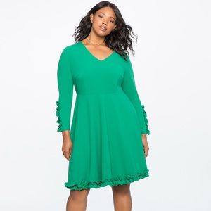 Eloquii Ruffle Trim Crepe Dress